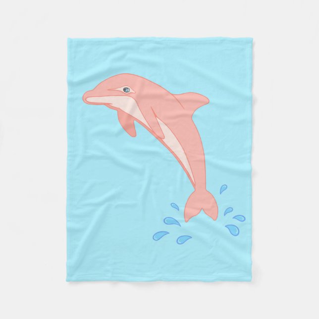 Peaches the Pink Dolphin Fleece Blanket (Front)