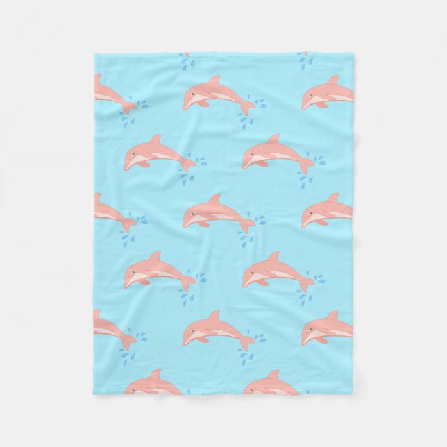Peaches the Pink Dolphin Fleece Blanket (Front)