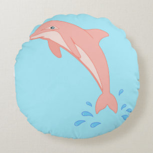 Peaches the Pink Dolphin Round Cushion