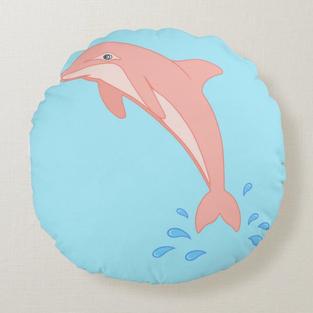 Peaches the Pink Dolphin Round Cushion (Front)