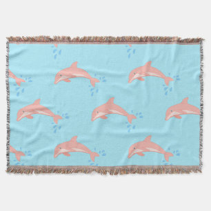Peaches the Pink Dolphin Throw Blanket