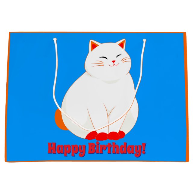 Peaches, the Smiling Cat Large Gift Bag (Front)