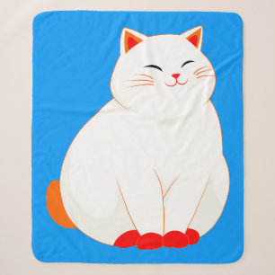 Peaches, the Smiling Cat Sherpa Blanket