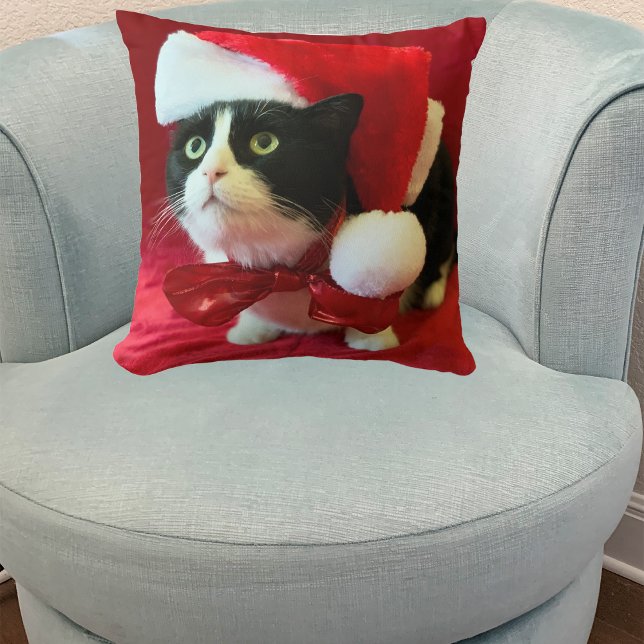 Peaches the Tuxedo Cat Christmas Pillow (Creator Uploaded)