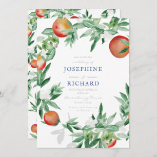 Peaches, watercolour design, for wedding invite