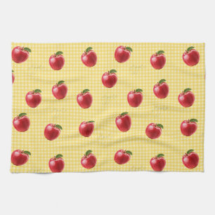 Peachify Apples Gingham Tea Towel