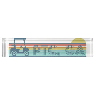 Peachtree City Golf Cart 70s vibe Aesthetic Nameplate