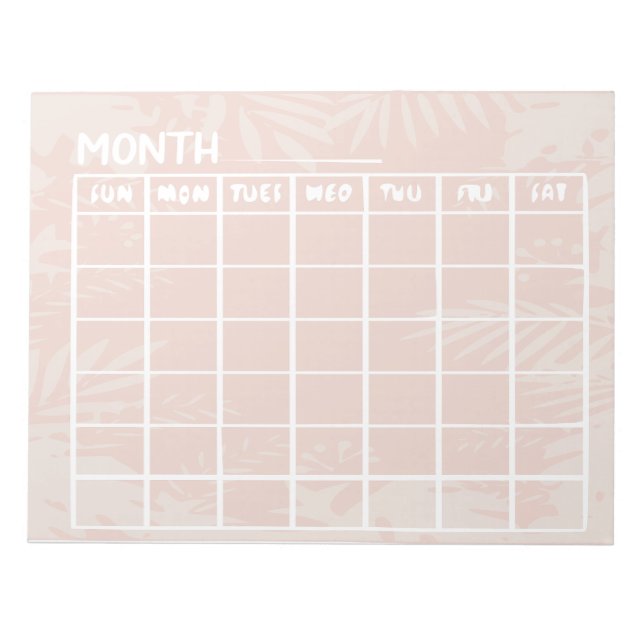 PeachUndated Calendar Notepad (Front)