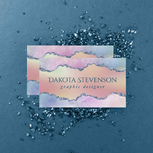 Peachy Agate   Pretty Soft Pastel Ombre Branding Business Card