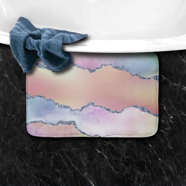 Peachy Agate | Pretty Soft Pastel Watercolor Ombre Bath Mat (Creator Uploaded)