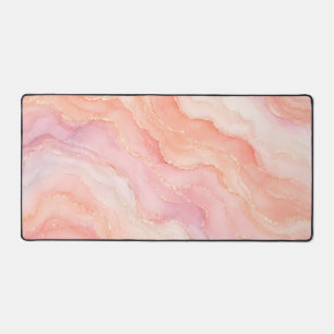 Peachy Agate Pretty Soft Pastel Watercolor Ombre Desk Mat