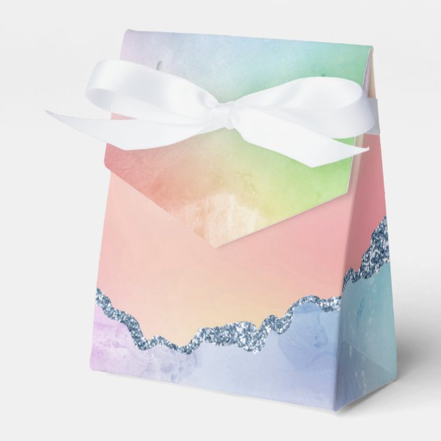 Peachy Agate | Pretty Soft Pastel Watercolor Ombre Favour Box (Front Side)