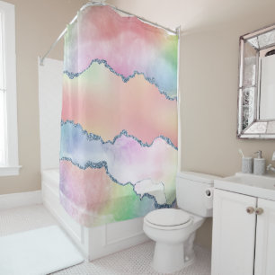 Peachy Agate   Pretty Soft Pastel Watercolor Ombre Shower Curtain