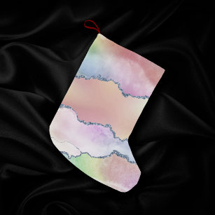 Peachy Agate   Pretty Soft Pastel Watercolor Ombre Small Christmas Stocking