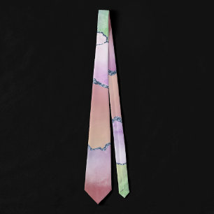 Peachy Agate Pretty Soft Pastel Watercolor Ombre Tie