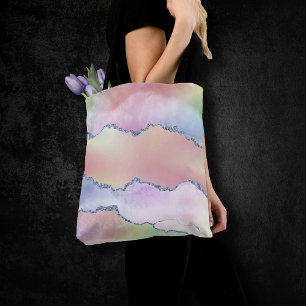 Peachy Agate Pretty Soft Pastel Watercolor Ombre Tote Bag