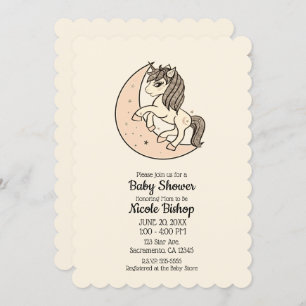 Peachy Blush Pink Celestial Moon Baby Shower Invitation