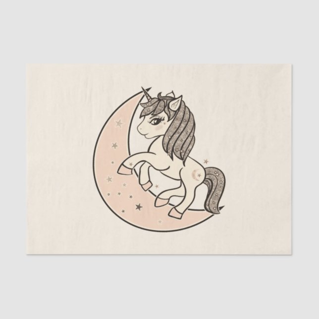 Peachy Blush Pink Celestial Moon Baby Shower Tissue Paper (Front)
