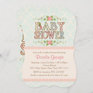 Peachy Chic, Country Baby Shower Invitation
