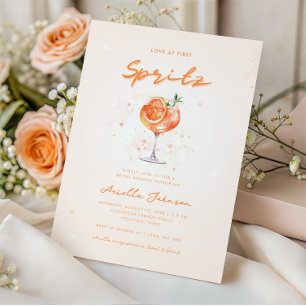 Peachy Cocktail Love at First Spritz Bridal Shower Invitation