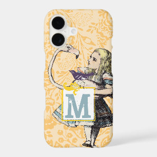 Peachy Coral Monogram Alice in Wonderland Flamingo