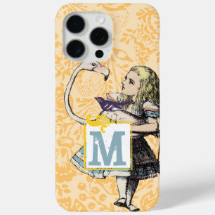 Peachy Coral Monogram Alice in Wonderland Flamingo iPhone 15 Pro Max Case