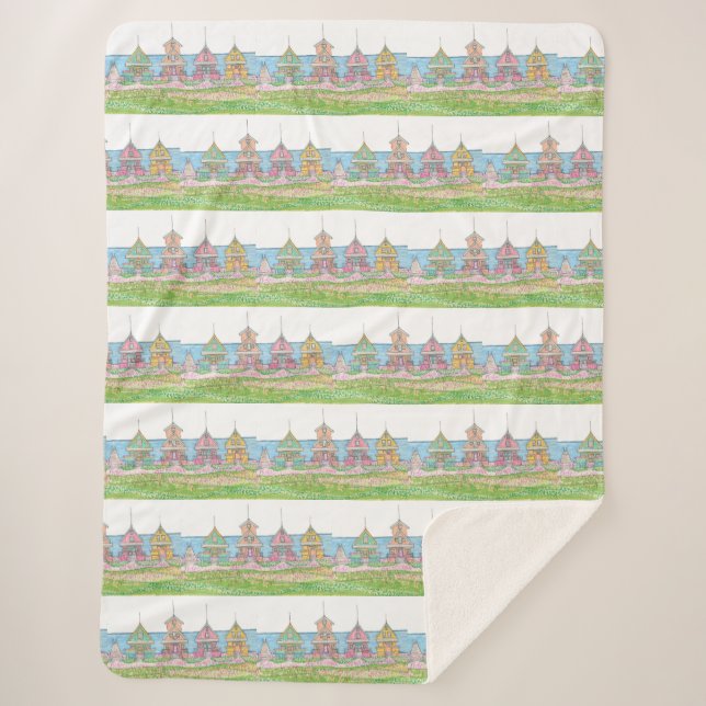 Peachy Cottages Sherpa Blanket (Front)