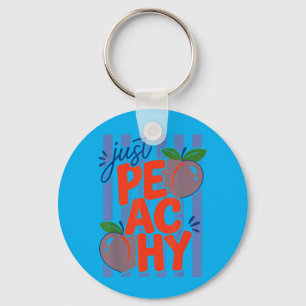 Peachy Cute Summer Peach Graphic Retro Food Pun Key Ring