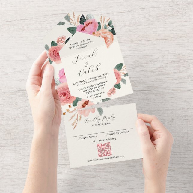 Peachy Dream All In One Invitation (Tearaway)