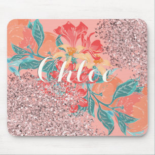 Peachy Fine Shines with Rose Gold Glitter Mouse Pad