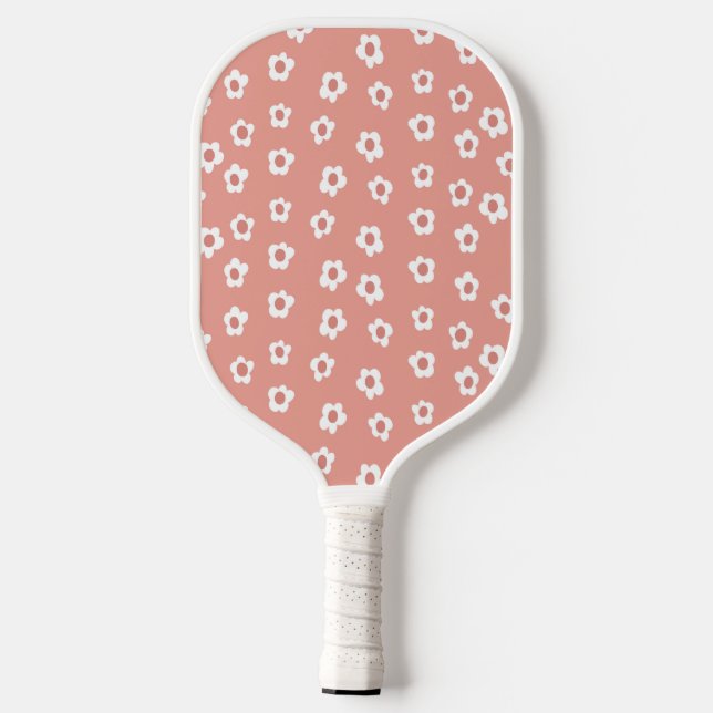 Peachy Floral Wall Clock Pickleball Paddle (Back)