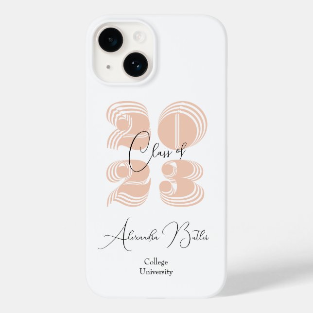 Peachy Grad Custom Name Class of 2023 Graduation Case-Mate iPhone Case (Back)