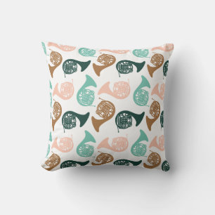 Peachy Green French Horn Horn Player Gift Cushion