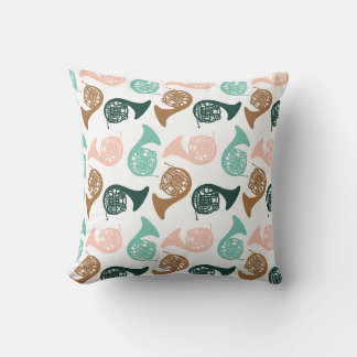 Peachy Green French Horn | Horn Player Gift Cushion