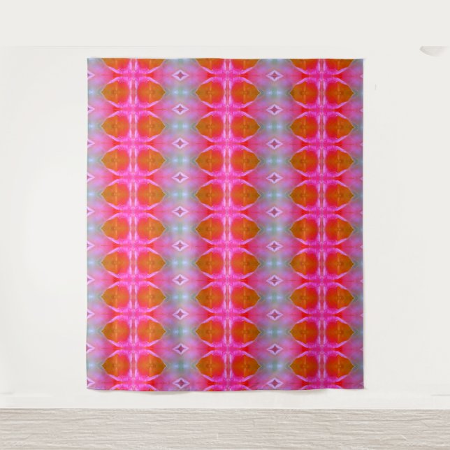 Peachy Ikat 4 Miami Tapestry (Front)