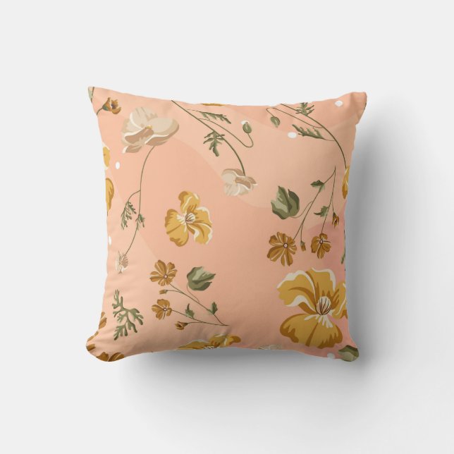 Peachy keen floral pattern cushion (Front)