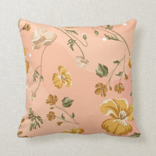 Peachy keen floral pattern cushion