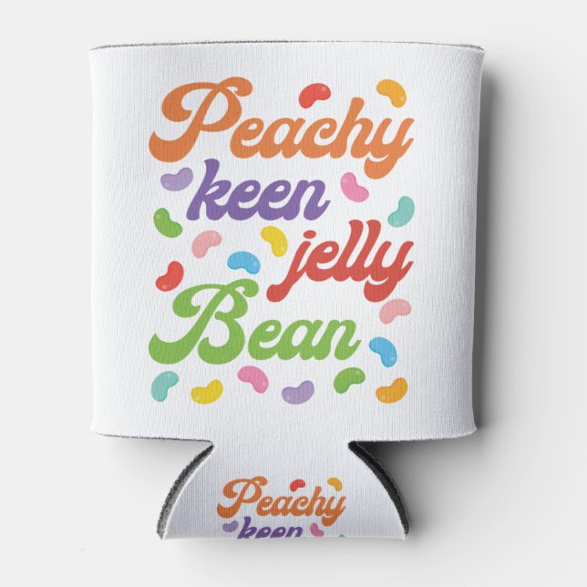 Peachy Keen Jelly Bean Easter Candy Retro Can Cooler (Front)