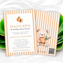 Peachy Keen Watercolor Peach Baby Shower Invitatio