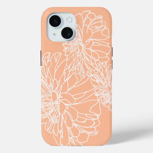 Peachy minimalist white line floral  Case-Mate iPhone case (Back)