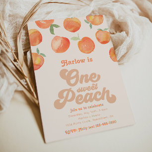 Peachy One Invitation   Peach Birthday Invitation