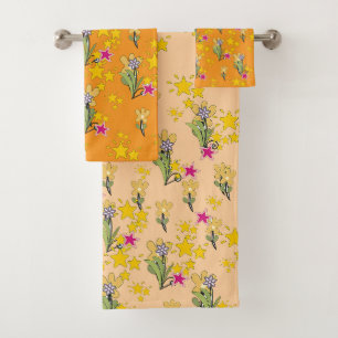 Peachy Orange Bath Towel Set