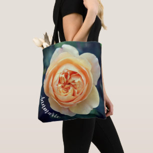 Peachy Orange Garden Rose Flower Personalised Tote Bag
