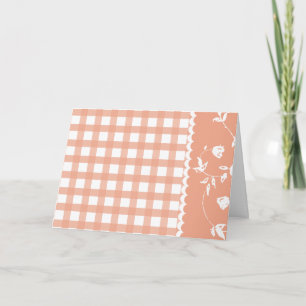 Peachy Orange Gingham Floral Mother's Day Card