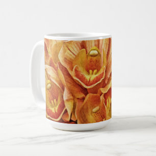 Peachy Orange Orchids Garden Art Mug Cup
