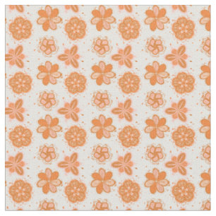 Peachy orangy flowers light pattern fabric