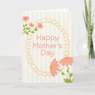 Peachy oval frame and Stripeda background mothers Card