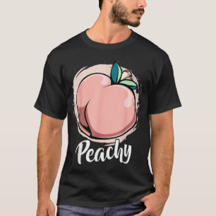 Peachy  Peach Peaches Summer Fruit Retro Hippie Fe T-Shirt