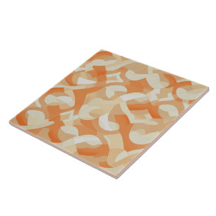 Peachy Petals Apricot Blossom Kaleidoscope Ceramic Tile