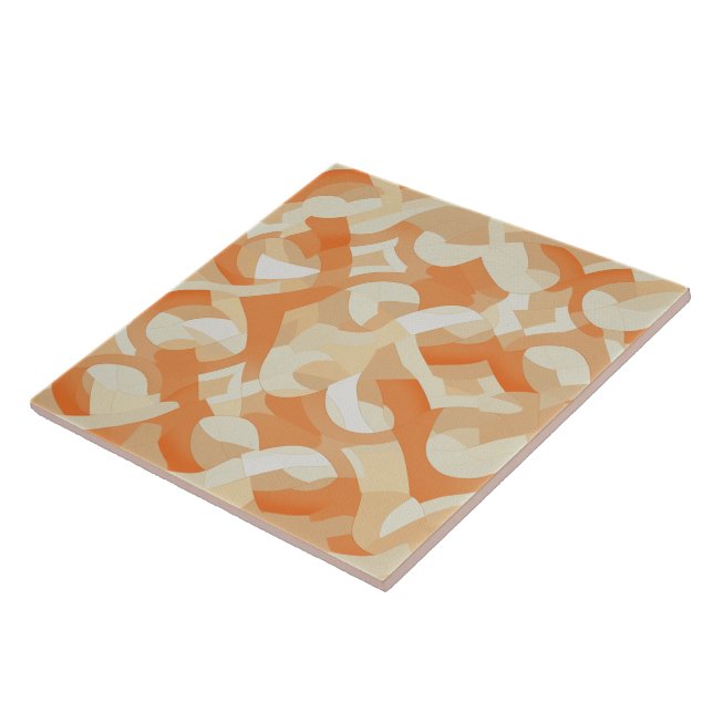 Peachy Petals Apricot Blossom Kaleidoscope Ceramic Tile (Side)